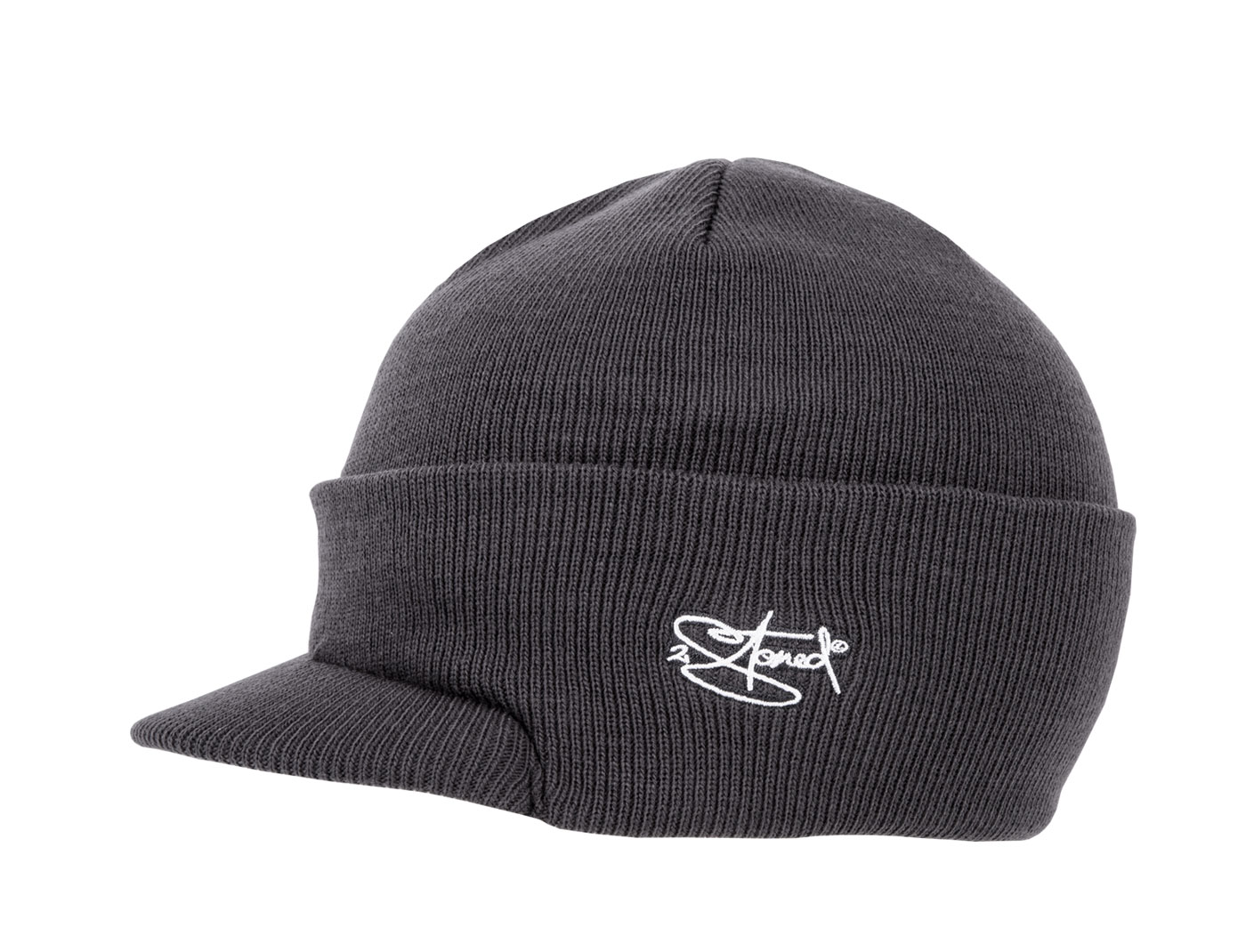 Bild von Original 2stoned Visor Beanie Deluxe in Dark Grey Solid Kindergröße